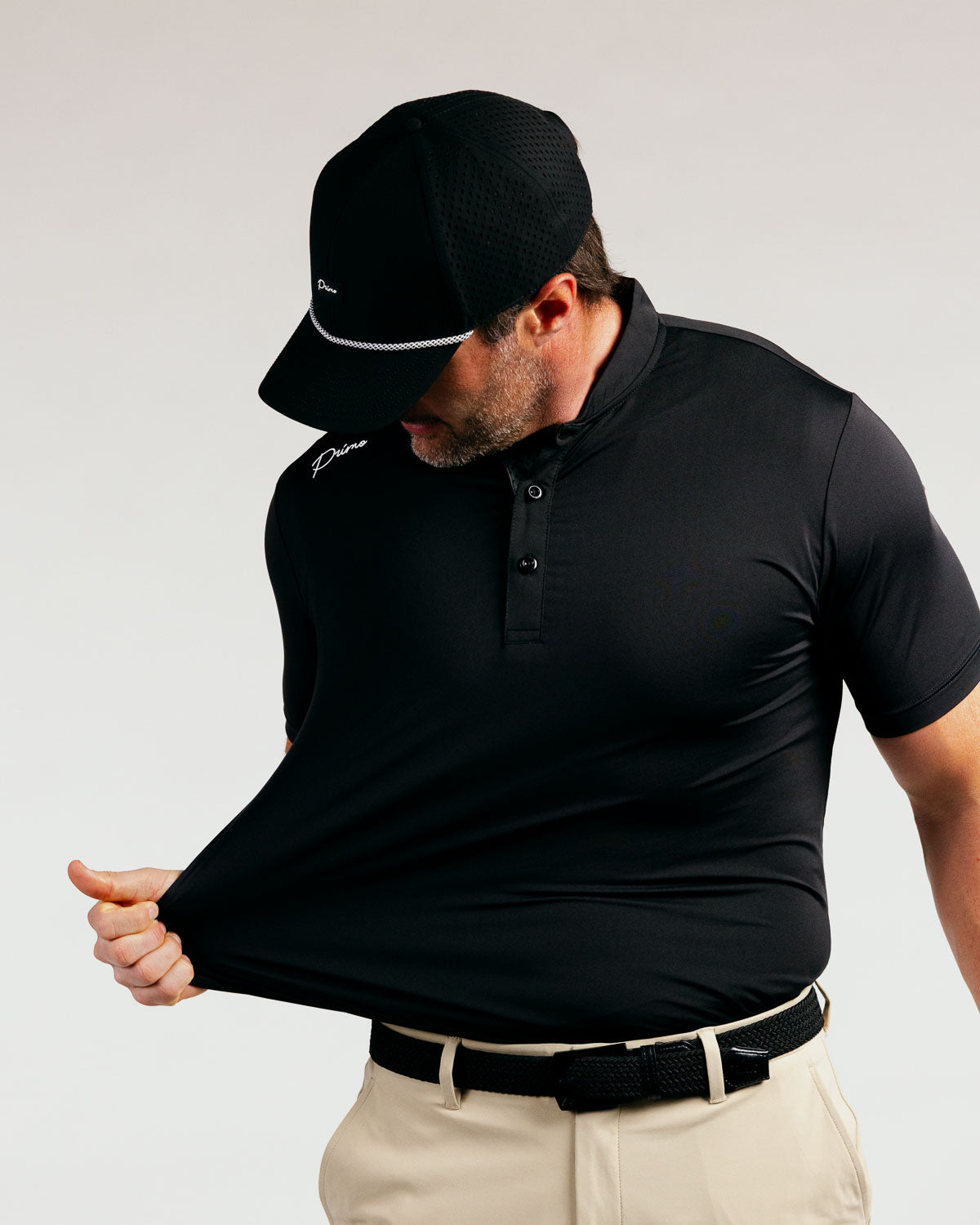Black Cursive Blade Polo β Primo Golf Apparel