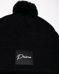Black Cursive Pom Pom Beanie