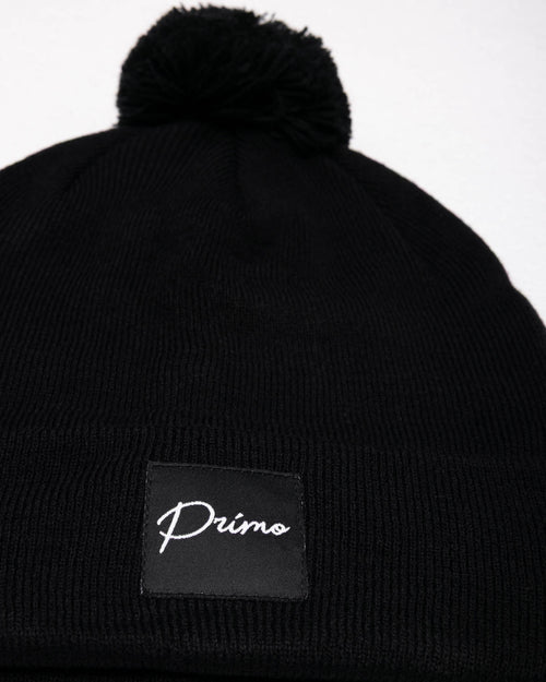 Black Cursive Pom Pom Beanie