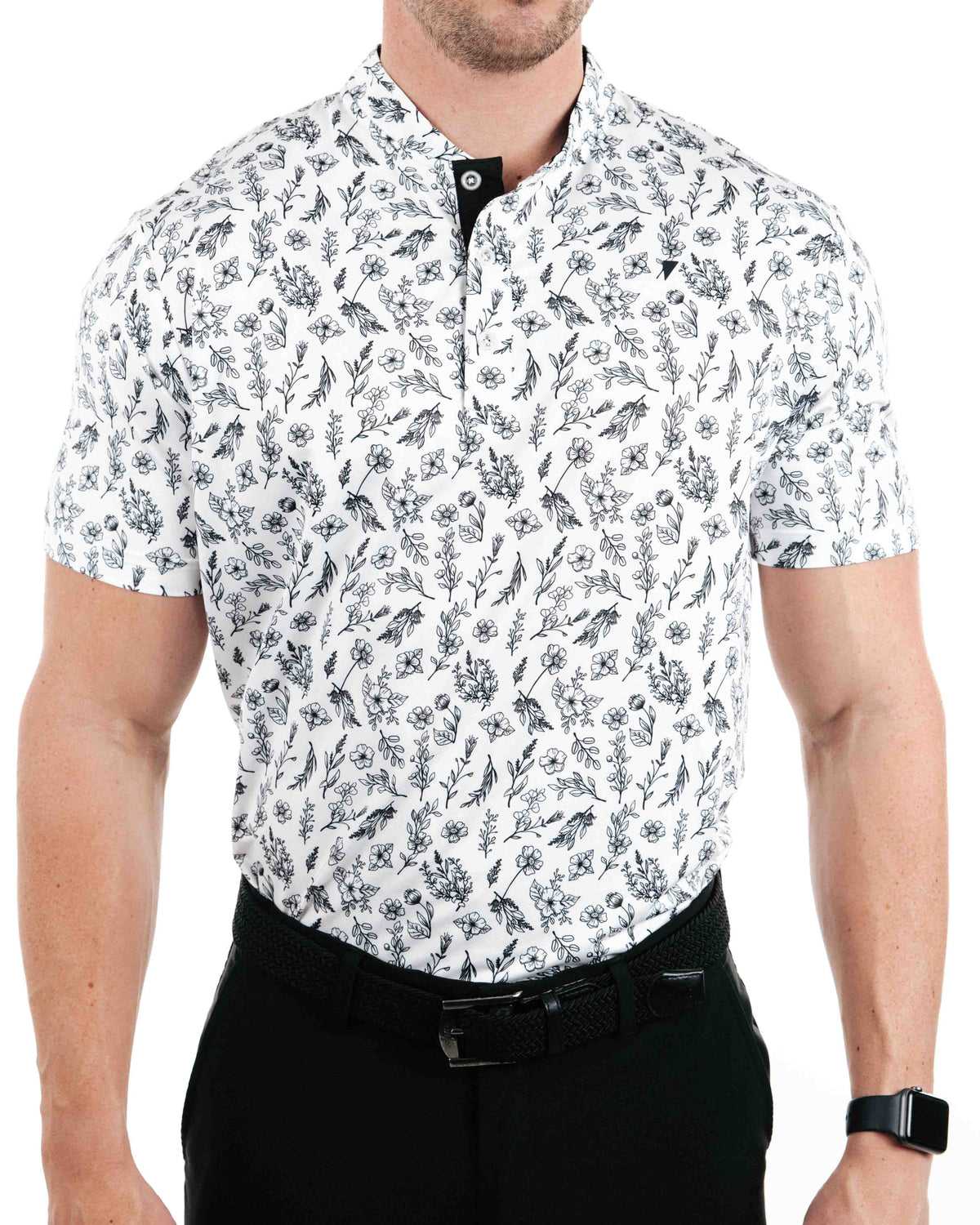 Primo Black Floral Polo Front