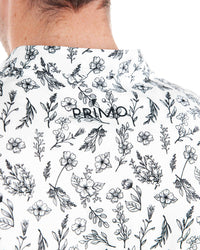 Primo Black Floral Polo Primo Logo on back neck