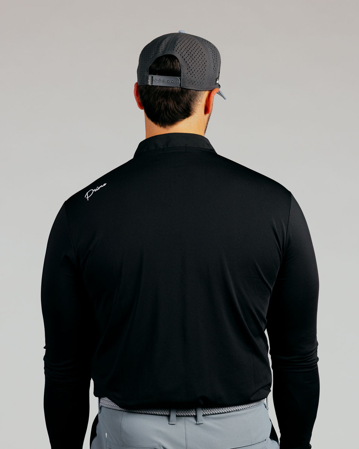 Black Cursive Long Sleeve Blade Polo