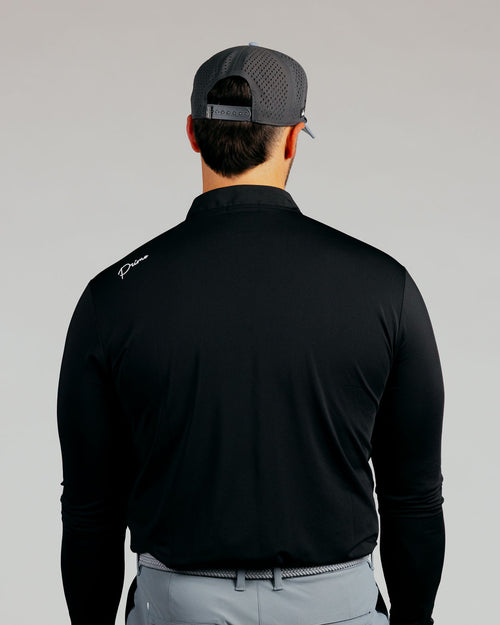 Black Cursive Long Sleeve Blade Polo