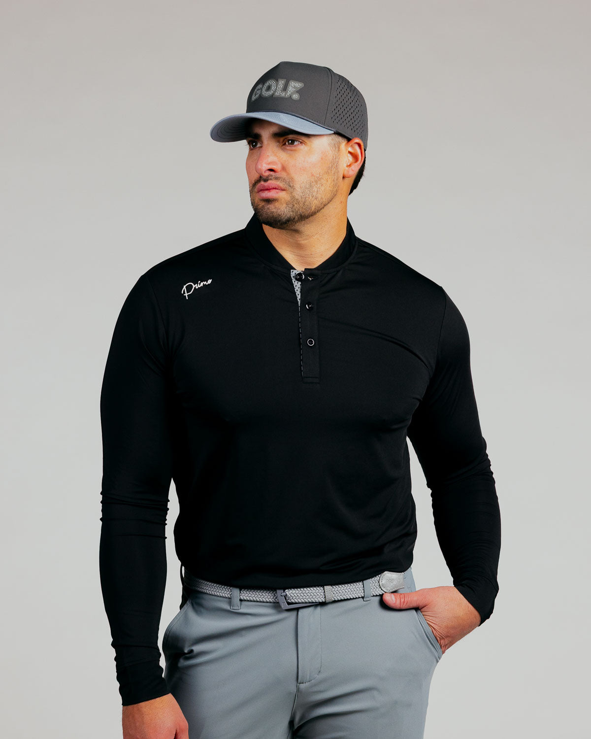 Black Cursive Long Sleeve Blade Polo