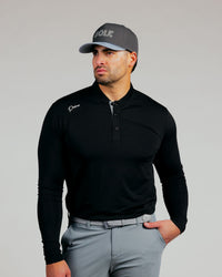 Black Cursive Long Sleeve Blade Polo