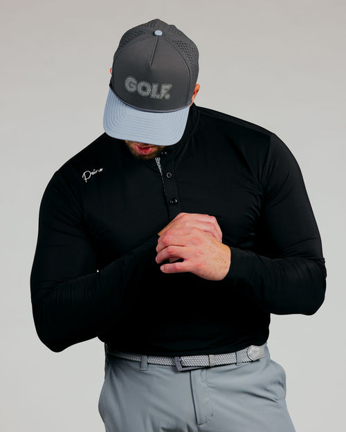 Black Cursive Long Sleeve Blade Polo