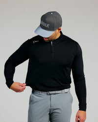 Black Cursive Long Sleeve Blade Polo