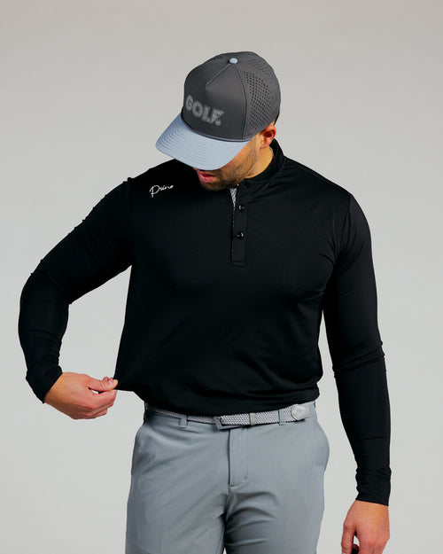 Black Cursive Long Sleeve Blade Polo