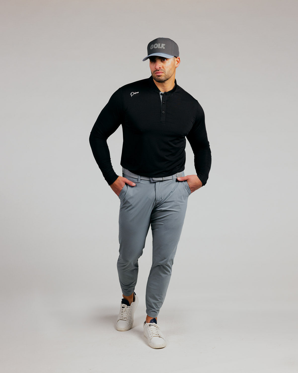 Black Cursive Long Sleeve Blade Polo