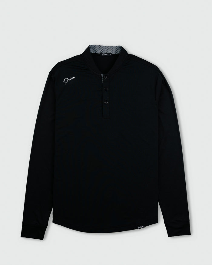 Black Cursive Long Sleeve Blade Polo