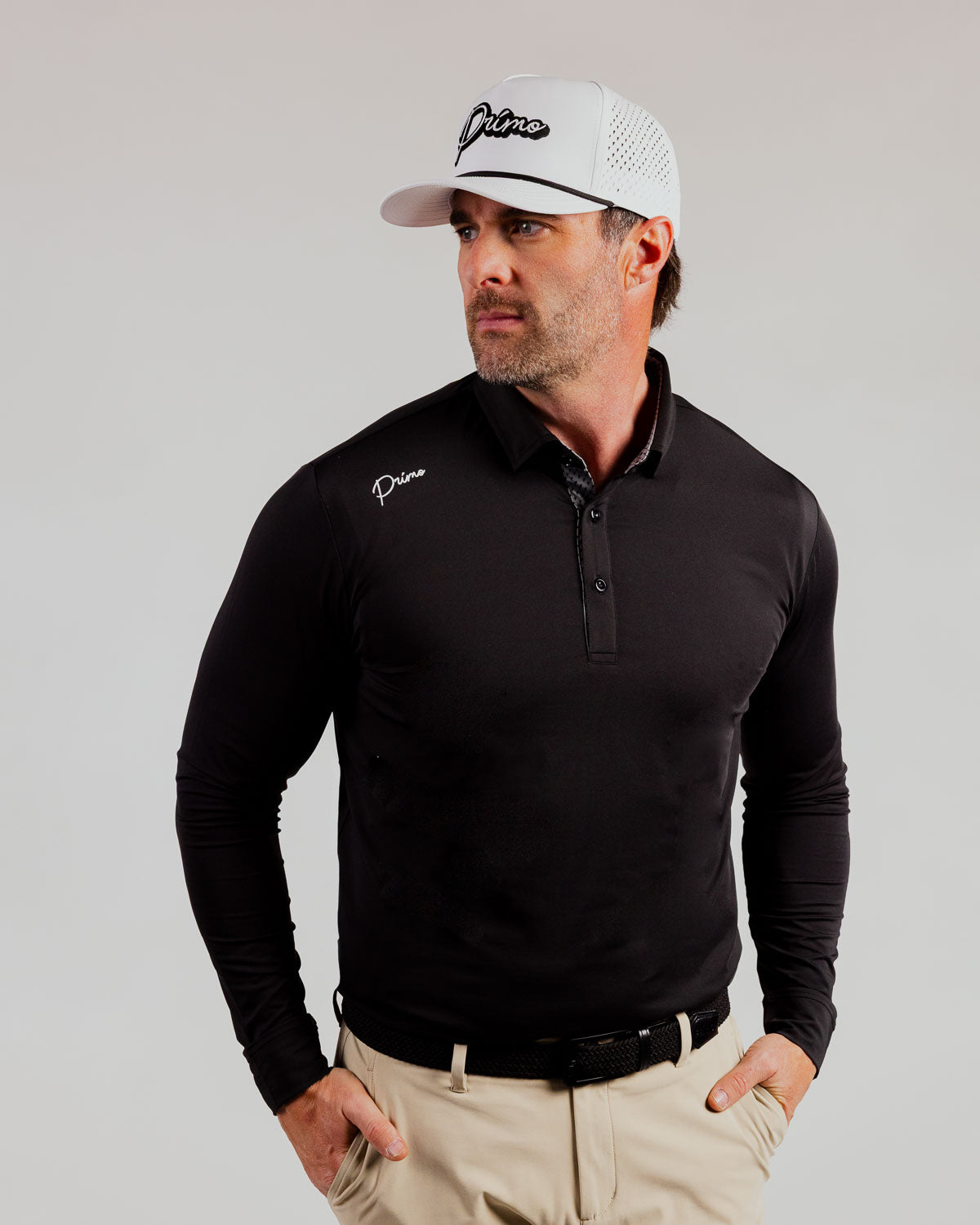 Black Cursive Long Sleeve Classic Polo