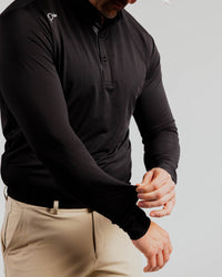 Black Cursive Long Sleeve Classic Polo