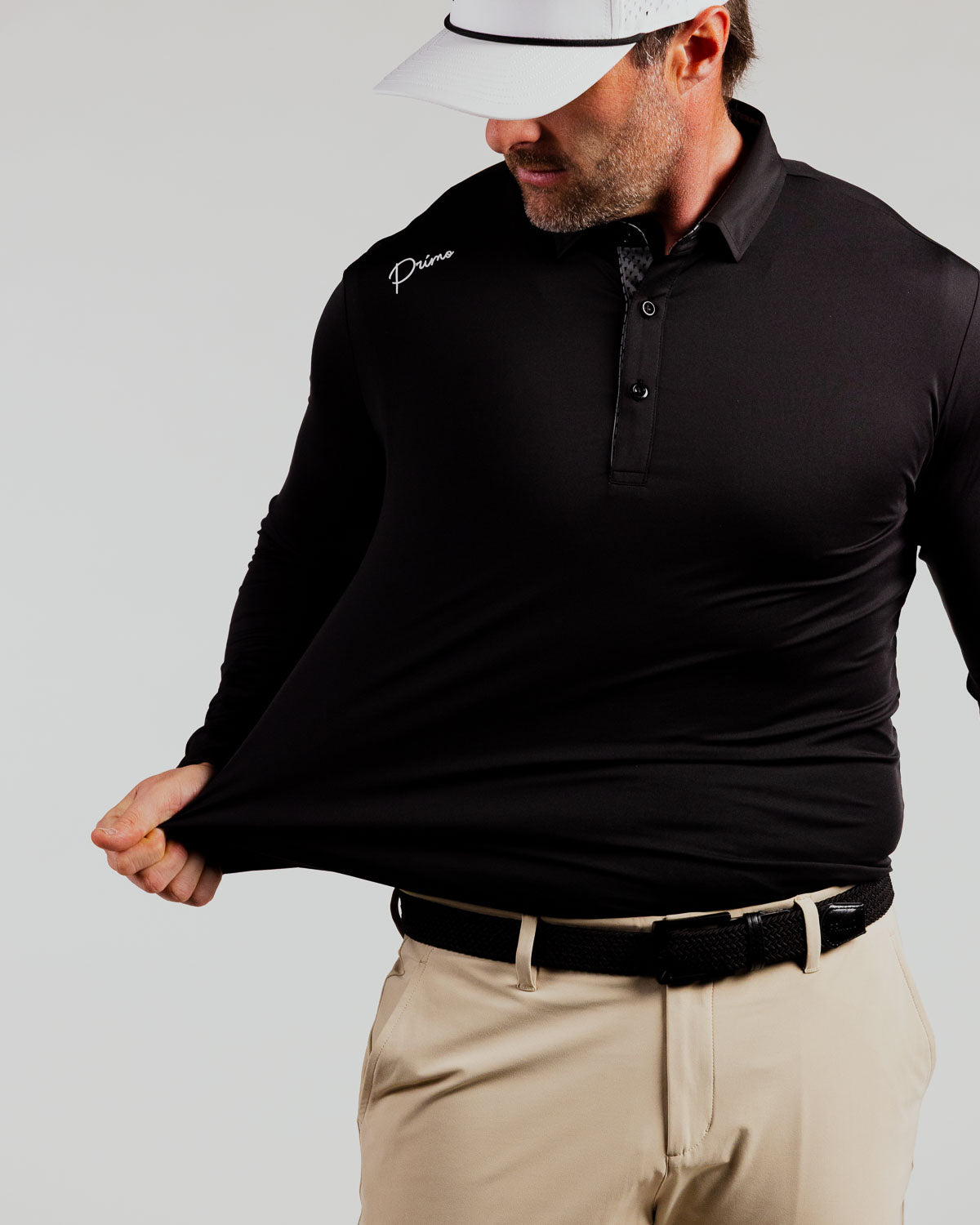 Black Cursive Long Sleeve Classic Polo