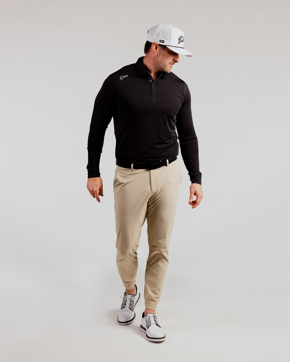 Black Cursive Long Sleeve Classic Polo