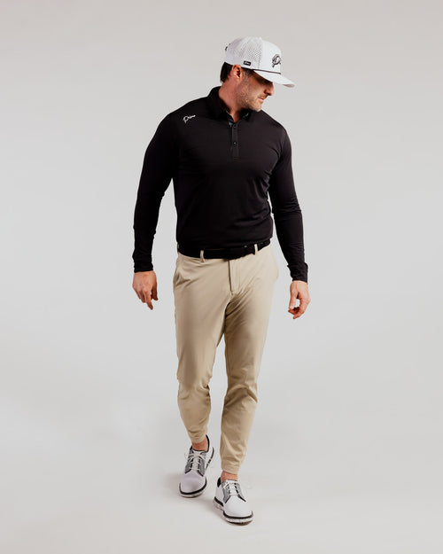 Black Cursive Long Sleeve Classic Polo