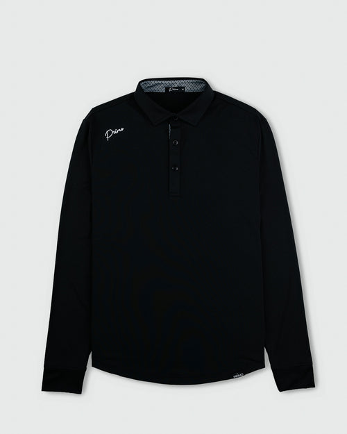 Black Cursive Long Sleeve Classic Polo