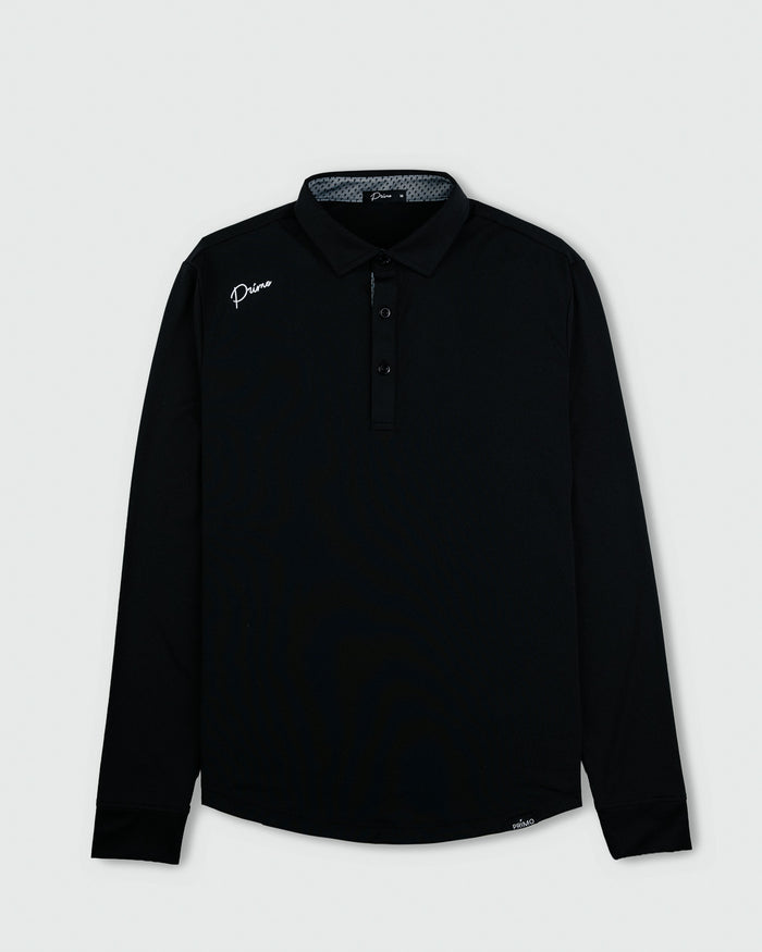 Black Cursive Long Sleeve Classic Polo