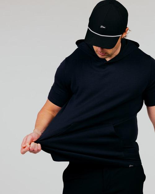 Black Short Sleeve Recovery Hoodie