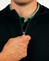 Black Hooded Quarter Zip Vest