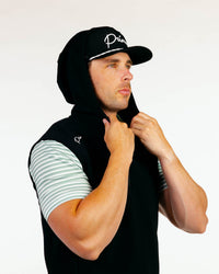 Black Hooded Quarter Zip Vest