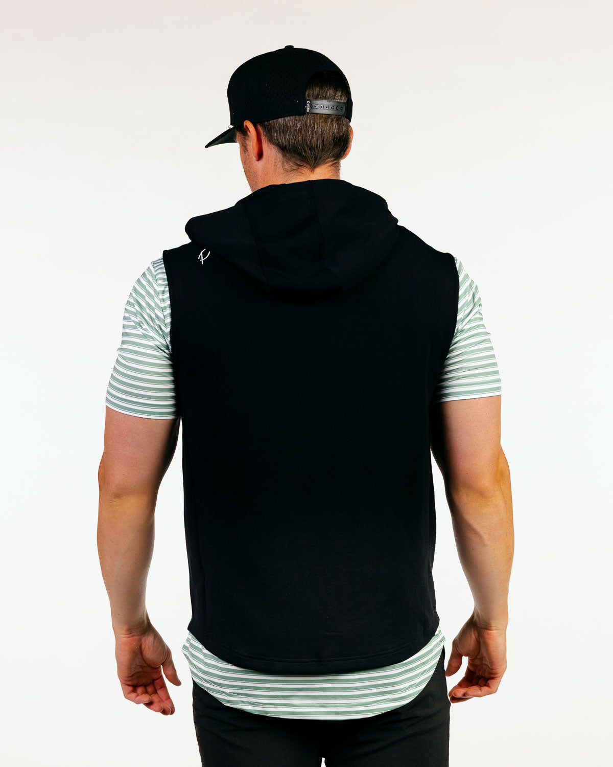 Black Hooded Quarter Zip Vest