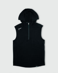 Black Hooded Quarter Zip Vest