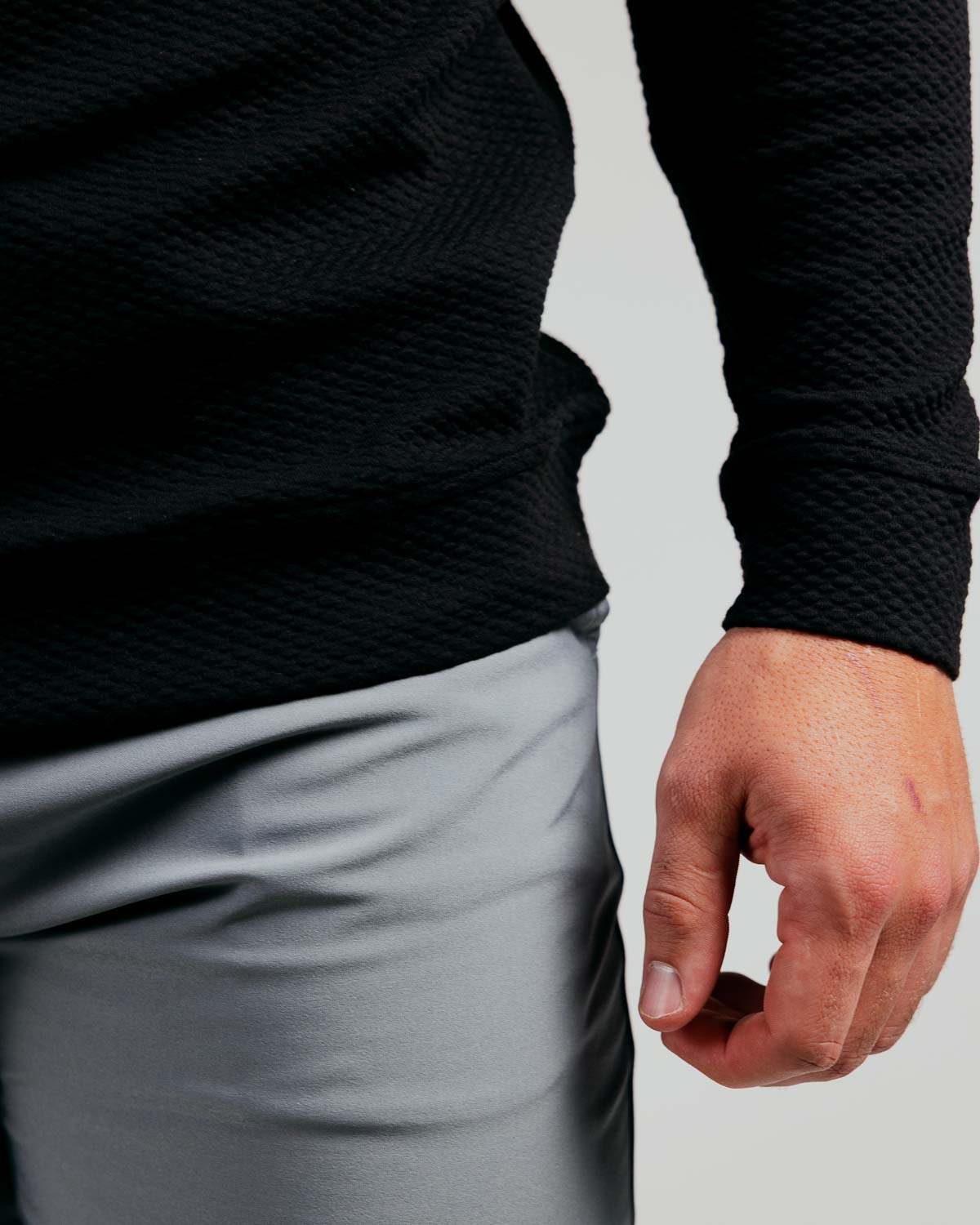 Black Waffle Crew Neck