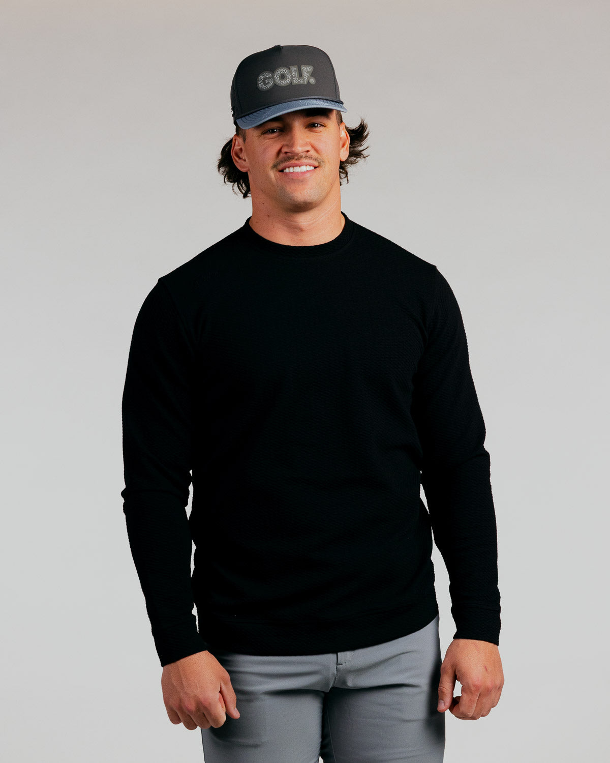 Black Waffle Crew Neck