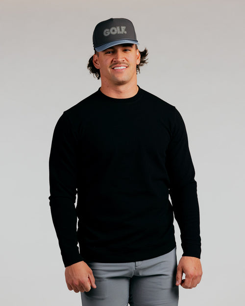 Black Waffle Crew Neck