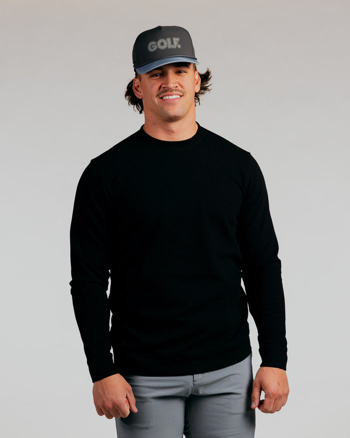 Black Waffle Crew Neck