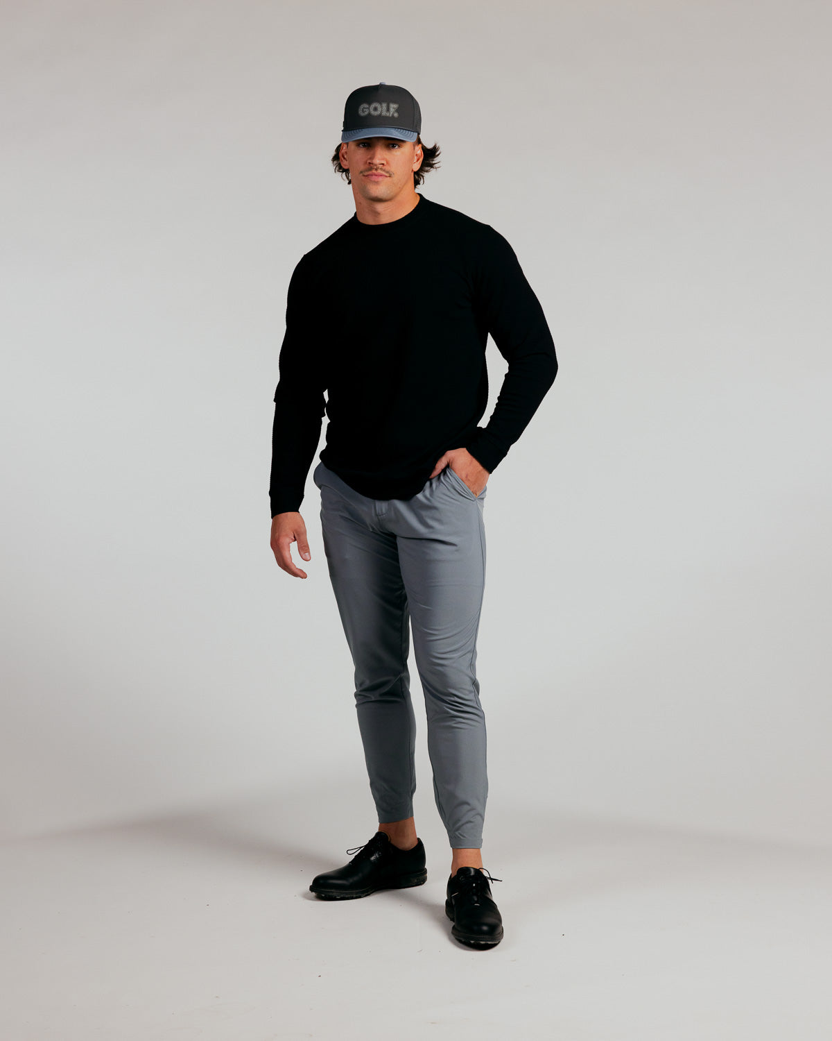 Black Waffle Crew Neck