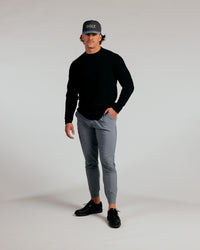 Black Waffle Crew Neck