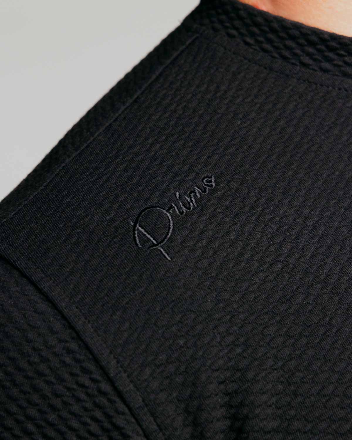 Black Waffle Crew Neck