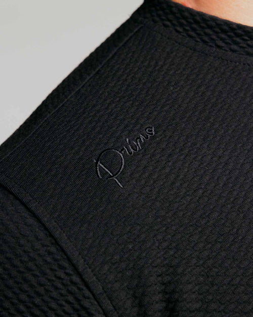 Black Waffle Crew Neck