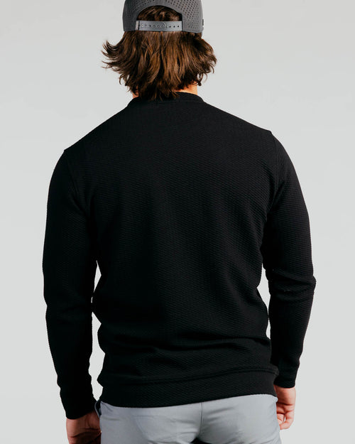 Black Waffle Crew Neck