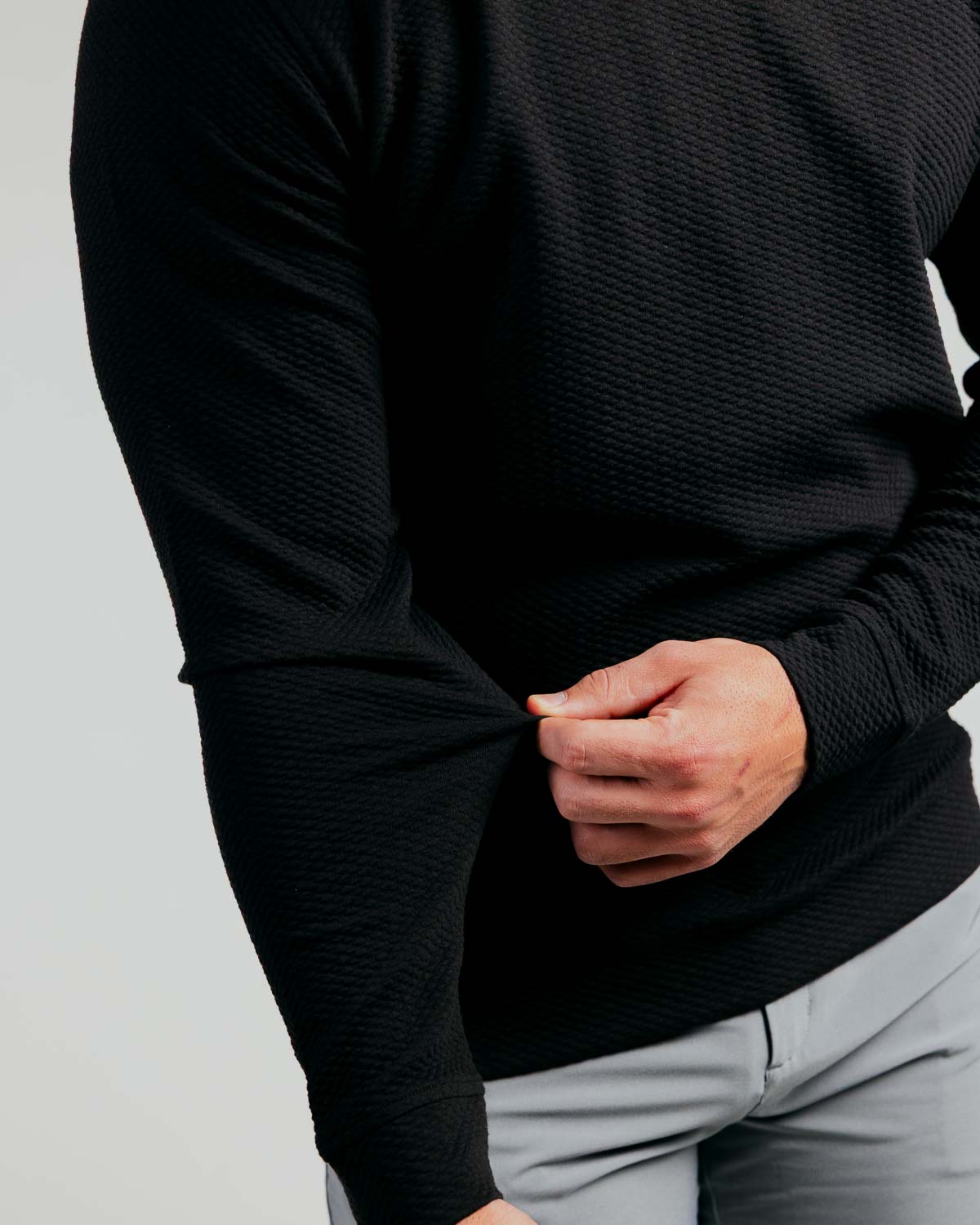 Black Waffle Crew Neck