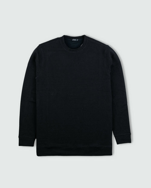 Black Waffle Crew Neck