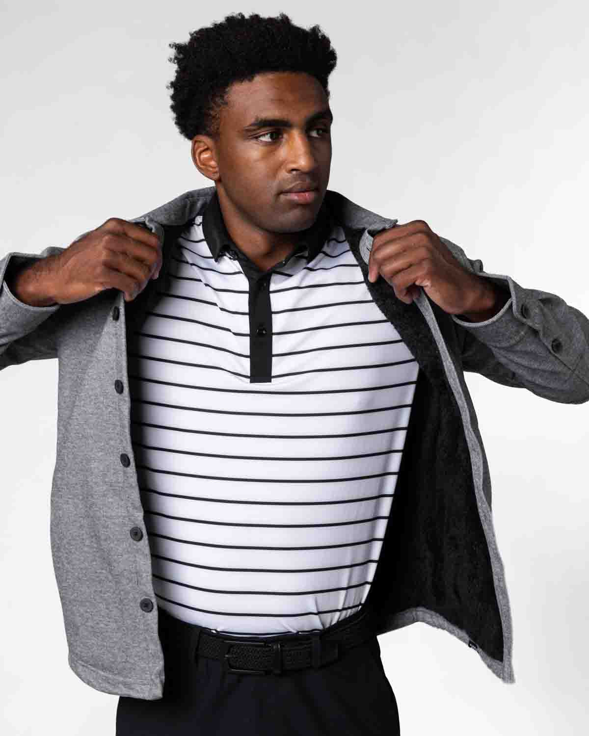 Men’s Button Up Shirt - Black Lined