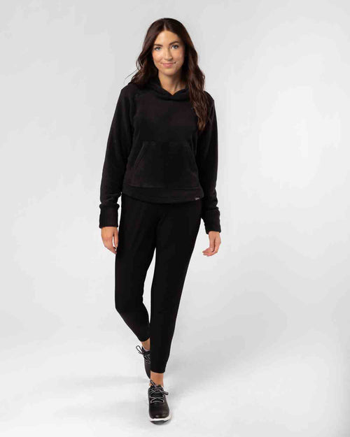 Women's Black Polar Fleece Hoodie