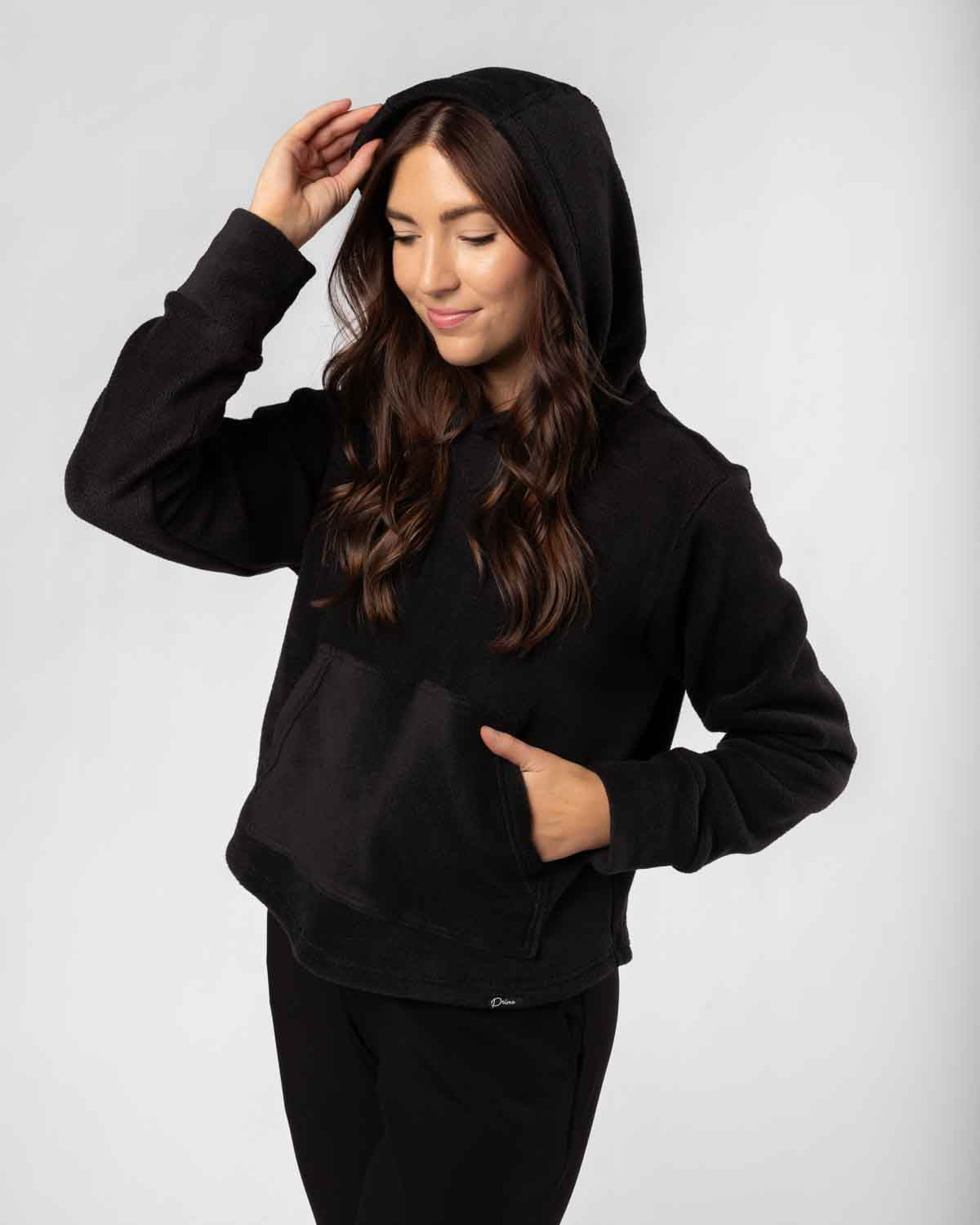Women's Black Polar Fleece Hoodie