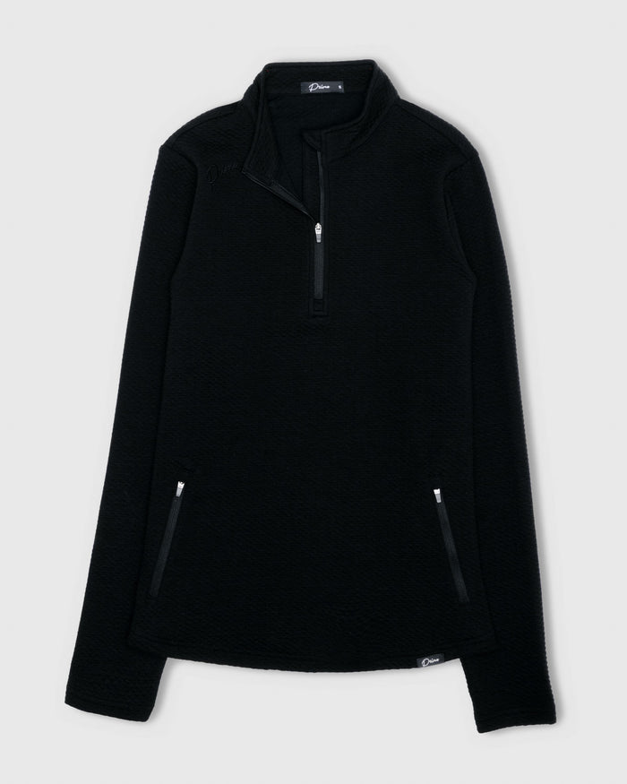 Women's Black Waffle Quarter Zip