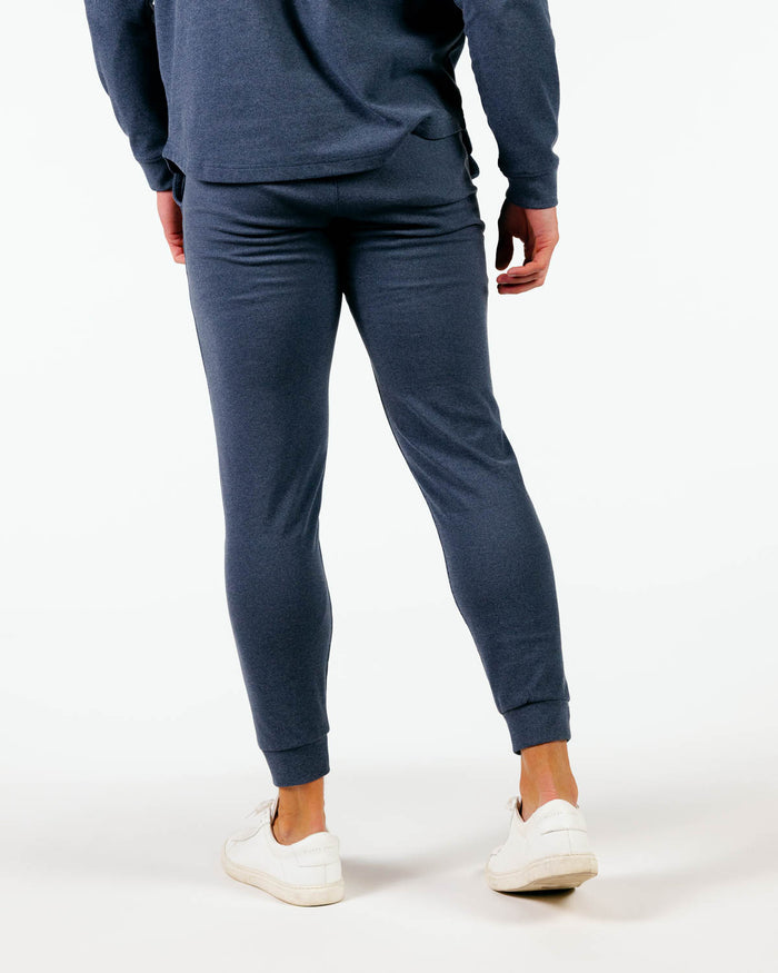Blue Gray Brushed Rib Knit Jogger