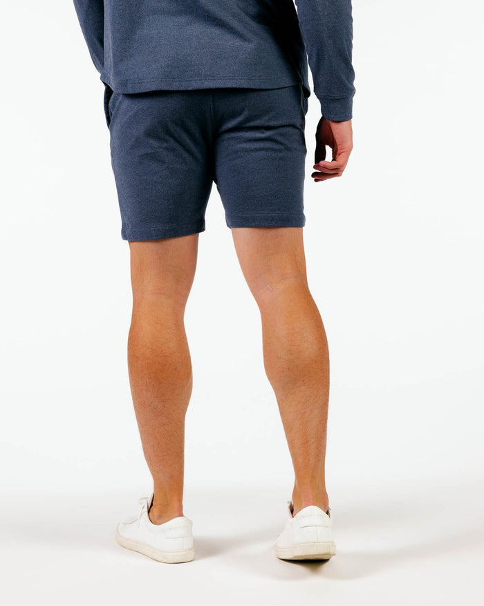 Blue Gray Brushed Rib Knit Shorts