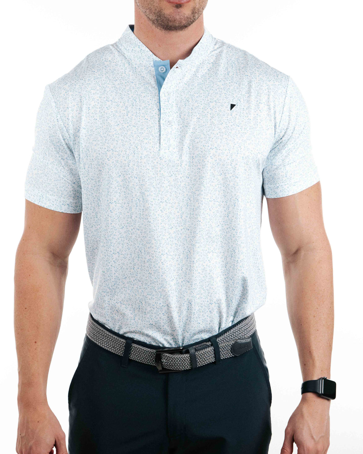 Blue Leaf Blade Collar Polo Front