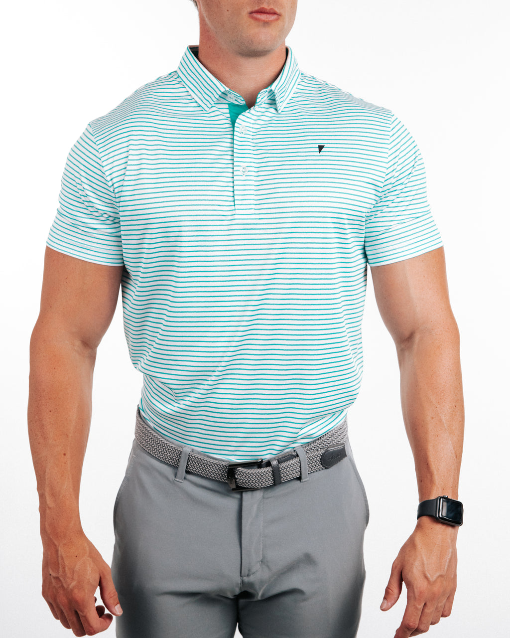Primo Classic Polo - Teal Stripes – Primo Golf Apparel