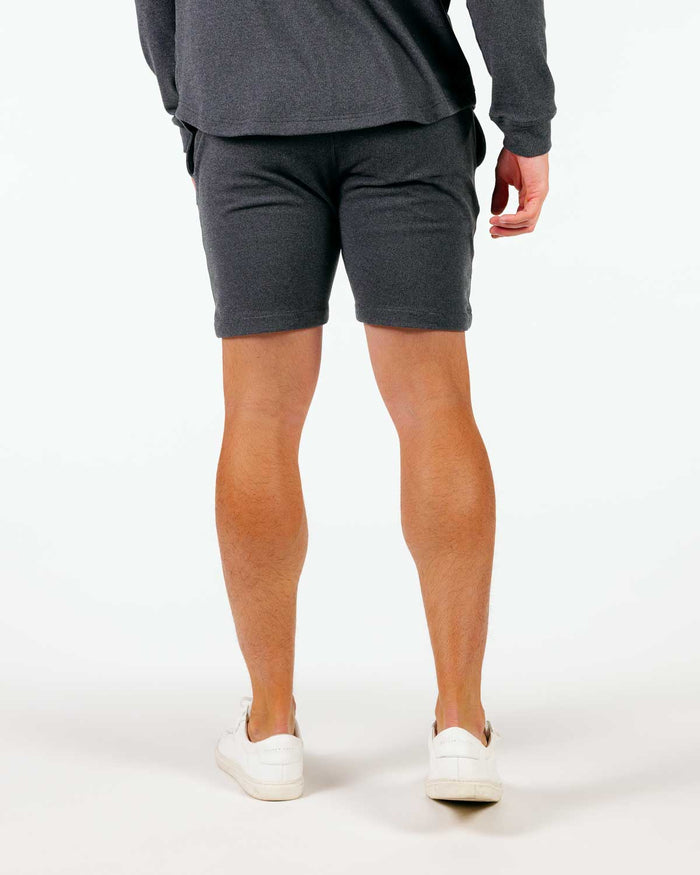 Dark Gray Brushed Rib Knit Shorts
