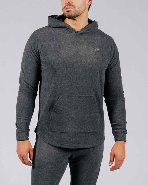 Dark Gray Brushed Rib Knit Hoodie