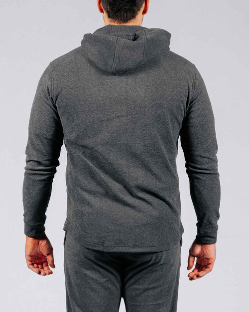 Dark Gray Brushed Rib Knit Hoodie