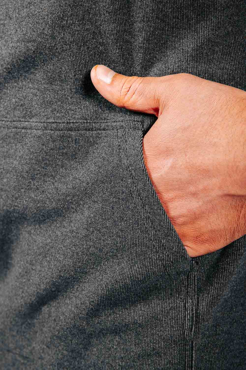 Dark Gray Brushed Rib Knit Hoodie