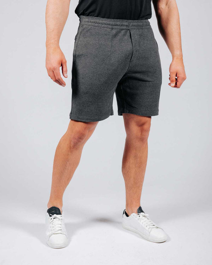 Dark Gray Brushed Rib Knit Shorts